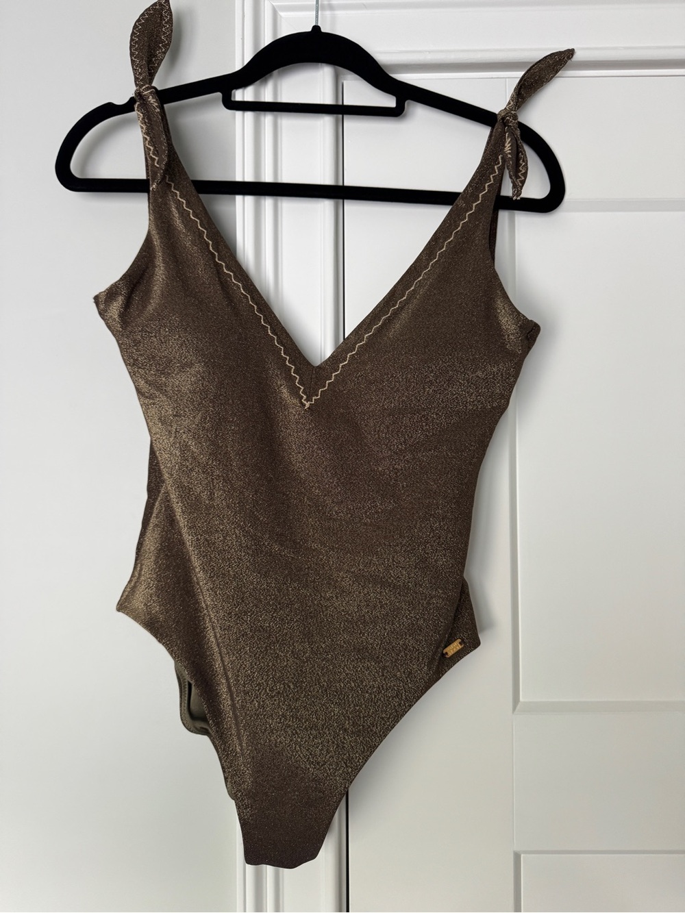 Bananamoon Shimmery Brown Tie-Shoulder One-Piece